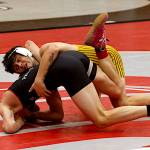 ERICA MCCRORY | MCCRORY PHOTOGRAPHY Aberdeens Glenny Black (top) won the 150-pound weight class at the Ron Baze Memorial Invitational on Saturday at Hoquiam High School.
