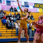 PHOTO BY FOREST WORGUM Aberdeen guard Sophie Knutson scored 15 points to lead the Bobcats in a 61-35 loss to Hoquiam on Monday in Aberdeen.