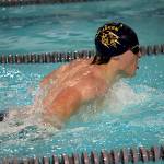 PHOTO BY DENNIS NELSON Aberdeens Cole Nylander wins the 100-meter breaststroke during a 57-38 win over Centralia on Monday in Centralia.