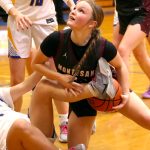 PHOTO BY HAILEY BLANCAS Montesano guard Josie Forster comes up with a loose ball during a 62-32 win over Rochester on Wednesday at Rochester High School. The Bulldogs forced 40 turnovers in the 1A Evergreen League victory.
