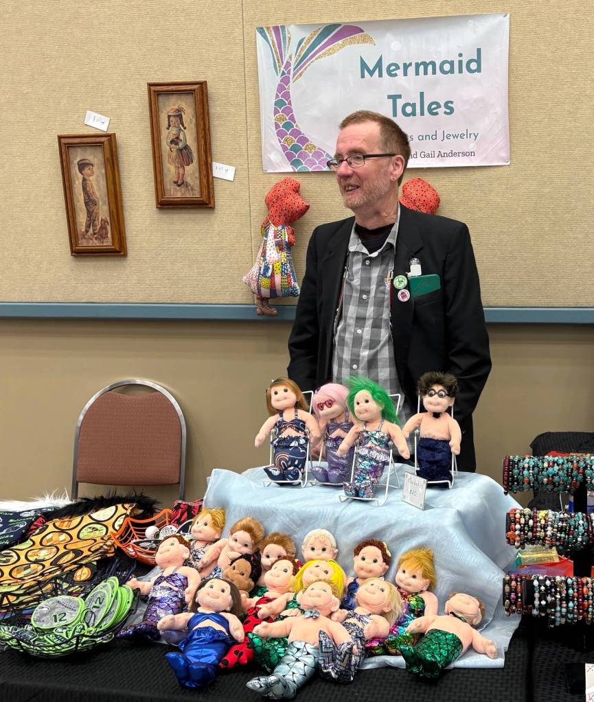 Jerry Knaak / The Daily World
Chuck Anderson of Mermaid Tales was all set up and ready for visitors at the Freaks at the Beach market at the Ocean Shores Convention Center.