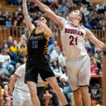 PHOTO BY FOREST WORGUM Aberdeens Justin Howard (11) shoots while defended by Hoquiams Talan Abbott during the Bobcats 69-60 loss on Thursday at Hoquiam High School.