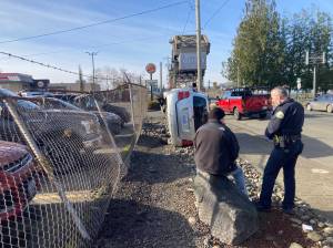 Aberdeen Police Department
A 44-year-old male was arrested for suspected DUI after flipping his car into a fence at Five Star Dealerships.