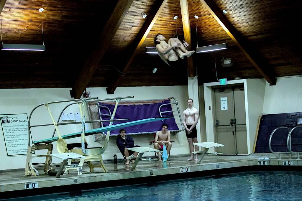 PHOTO BY DENNIS NELSON
Aberdeen's Jackson Cihak placed second at the 2A District 4 Championships boys diving meet on Saturday in Auburn.