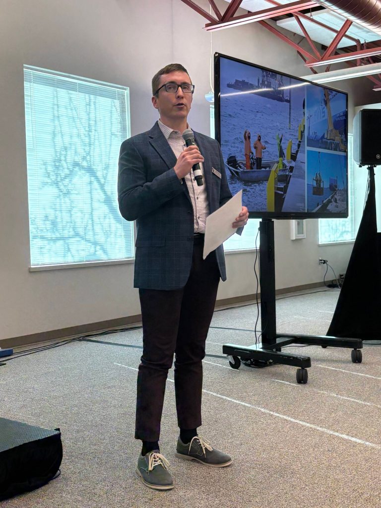 Jerry Knaak / The Daily World
Port engineer Kris Koski addresses the audience at the annual report luncheon.