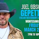 Joel Gibson Jr will be at Gepetto's on March 27.