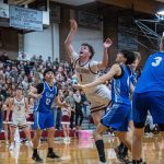 PHOTO BY FOREST WORGUM Montesanos Colton Grubb (1) is fouled on his way to the basket during a 57-45 victory over Elma in a 1A District 4 semifinal game on Tuesday at Montesano High School.