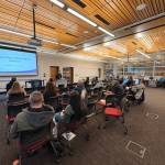 Two dozen people attended the Small Business Requirements and Resources workshop at Grays Harbor College. (Jerry Knaak / The Daily World)