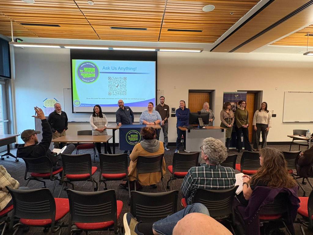Representatives of various state agencies participate in a Q&A session at the end of the Small Business Requirements and Resources workshop at Grays Harbor College. (Jerry Knaak / The Daily World)