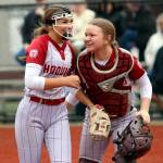 RYAN SPARKS | THE DAILY WORLD Hoquiam pitcher Hailee Burgess (left) and catcher Mya Standstipher