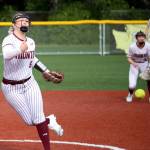 RYAN SPARKS | THE DAILY WORLD Montesano senior pitcher Grace Gooding allowed just one walk in throwing a six-inning no-hitter in an 11-0 season-opening victory over Tenino on Monday in Montesano.