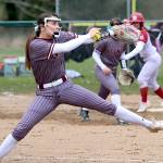 RYAN SPARKS | THE DAILY WORLD Montesano pitcher Violet Prince allowed two hits in tossing a six-inning shutout to lead the Bulldogs past Hoquiam 16-0 on Monday at John Gable Park in Hoquiam.