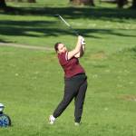 PHOTO BY HAILEY BLANCAS Montesanos Lucy Scott shoots from the fairway during a 223-273 win over Rochester on Thursday at the Riverside Golf Course in Chehalis.