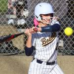 RYAN SPARKS / THE DAILY WORLD 
Aberdeen catcher Alyssa Yakovich looks at a pitch during an 8-5 win over W.F. West on Monday in Aberdeen.