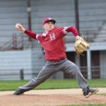 RYAN SPARKS | THE DAILY WORLD Hoquiam starter Lucas Montoure throws a pitch during the second game of a doubleheader against Rochester on Tuesday at Olympic Stadium in Hoquiam.