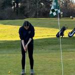 SUBMITTED PHOTO Aberdeens Sveva Totaro putts during a 104-122 win over Hoquiam on Monday in Cosmopolis.