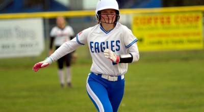 RYAN SPARKS | THE DAILY WORLD Elmas Sophie Jones smiles after hitting a two-run home run in a game against Shelton on Thursday in Elma.