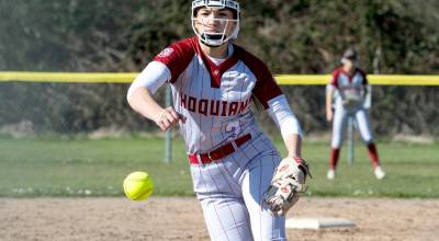NICOLE SHANNON | MAIN FOCUS MEDIA Hoquiam pitcher Hailee Burgess throws a pitch during a win over Tenino on Friday in Hoquiam.