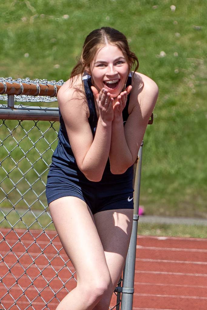 PAM PELAN PHOTOGRAPHY Aberdeens Haylee Jahner is all smiles after tying the meet record in the girls high jump at the Ray Ryan Memorial GHC Championships on Saturday at Hoquiam High School.