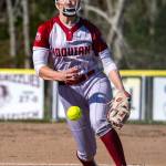 PHOTO BY FOREST WORGUM Hoquiam pitcher Hailee Burgess throws a pitch during a 5-1 win over Tenino on Friday at John Gable Park in Hoquiam.