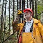 Sara Mizes-Tan photos / KUOW
Ed Orcutt (R-Kalama) is working his day job as a forester surveying Douglas fir trees in Centralia when Washingtons Legislature isnt meeting.