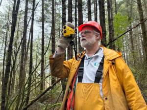 Sara Mizes-Tan photos / KUOW
Ed Orcutt (R-Kalama) is working his day job as a forester surveying Douglas fir trees in Centralia when Washingtons Legislature isnt meeting.