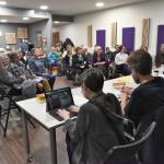 Emily Fitzgerald photos / The Chronicle
Community members from across the Timberland Regional Librarys five-county district fill the Centralia Timberland Librarys conference room on Saturday, April 11, for a Q&A with two members of the library districts Board of Trustees. The district currently faces a budget crisis that has led to a large wave of layoffs.