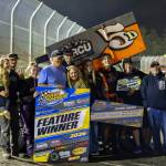 4-Ever Moments Photography
Destry Miller celebrates a 2026 opening night victory at the Grays Harbor Raceway.