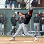 RYAN SPARKS | THE DAILY WORLD Montesanos Toren Crites collects a base hit during a 10-0 win over Hoquiam in a doubleheader on Monday in Hoquiam.