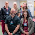 From left: Ashley Black, RN, Jon Lapacek, RN, Clinical Supervisor, Michelle Peterson, RN, Melissa Yeargan, RN, and Chrysan Arndt, RN (Chris Majors / Harbor Regional Health)