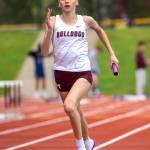 PHOTO BY FOREST WORGUM Montesanos Haley Schweppe competes in the girls 4x400 relay during the 1A/2B/1B League meet on Tuesday at Jack Rottle Field in Montesano.
