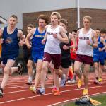 PHOTO BY FOREST WORGUM Montesanos Frank Roberts (third from left) and Benny Anderson lead the pack during the boys 1,600-meter race at a league meet on Tuesday at Montesano High School.