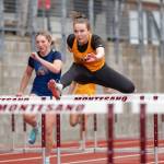 PHOTO BY FOREST WORGUM North Beachs Elka Cox won both the girls hurdles races at a 1A/2B/1B League meet on Tuesday at Jack Rottle Field in Montesano.