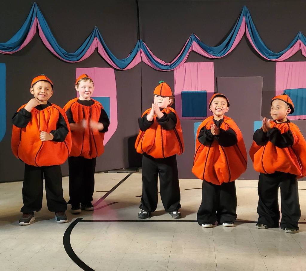 Andrea Watts / The Daily World
As was the case for other performances of Cinderella, the entrance of the pumpkins onto the stage prompted aahs. One girl in the audience ran up to give her brother a hug.