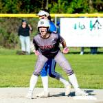 NICOLE SHANNON | MAIN FOCUS MEDIA Montesanos Addi Williamsen cheers after smacking a double during a 5-0 win over Elma on Friday at Elmas Legacy Fields.