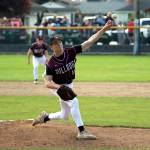 RYAN SPARKS | THE DAILY WORLD Montesano starting pitcher Kole Kjesbu got the win in a 5-3 victory over Hoquiam on Friday in Montesano.