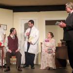 Andrea Watts photos / The Daily World
Stage West Community Theatre is performing Harvey, a Pulitzer-prize winning play at the Ocean Shores Lions Club on May 8-10 and 15-17. From left, John Howley (Duanne Wilson), Ron Duke Delagne (William R. Chumley, MD), Jake Francis (Lymna Sanderson, MD), Sara Hansen-Lund (Myrtle Mae Simmons and Bary Van Wert (Judge Omar Gaffney).