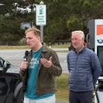 Jerry Knaak / The Daily World
State Rep. Adam Bernbaum (D, 24th District) makes remarks at the grand-opening ceremony for the new EVCS charging station in Ocean Shores.