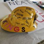 Andrea Watts / The Daily World
A hardhat that was worn at the Aberdeen rally.