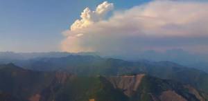 Washington State Department of Natural Resources
An image from a state DNR webcam shows a plume of smoke at the Bear Gulch fire in Olympic National Park last year.