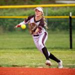 MATT RUMBLES PHOTOGRAPHY Raymond-South Bend outfielder Emma Glazier, seen here in a file photo, had two triples in an 18-7 loss to Hoquiam on Thursday in Hoquiam.