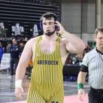 Courtesy photos
Aberdeens Landon Hamblin at the 2A Washington State Wrestling Championships in the Tacoma Dome in February.
