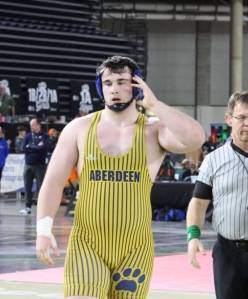 Courtesy photos
Aberdeens Landon Hamblin at the 2A Washington State Wrestling Championships in the Tacoma Dome in February.