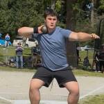 Bobcat Landon Hamblin in his element  the shot put ring.