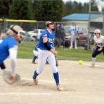 RYAN SPARKS | THE DAILY WORLD Elma pitcher Ashlynn Weld throws a pitch during a 5-4 loss to Cedar Park Christian on Friday at Legacy Field in Elma.
