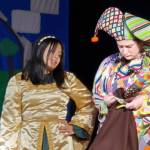 Andrea Watts / The Daily World
The Lady in Waiting (Faith Underwood Pickernell) confronts the Jester (Kaida Lavan) over delivering the party invitations.