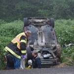A teen was airlifted after rolling his car on Saturday.