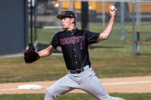 PHOTO BY FOREST WORGUM Montesano ace Caden Grubb earned a complete-game shutout victory with a 10-0 win over Kings Way Christian in a 1A District 4 Tournament game on Monday at Olympic Stadium in Hoquiam.