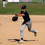 PHOTO BY FOREST WORGUM Montesano first baseman Kole Kjesbu flips to first during a 10-0 win over Kings Way Christian in a 1A District 4 Tournament game on Monday at Olympic Stadium in Hoquiam.