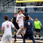RYAN SPARKS | THE DAILY WORLD Aberdeen midfielder Cris Lopez gets his head to the ball during a 4-0 win over W.F. West in a 2A District 4 elimination game on Tuesday at Stewart Field in Aberdeen.